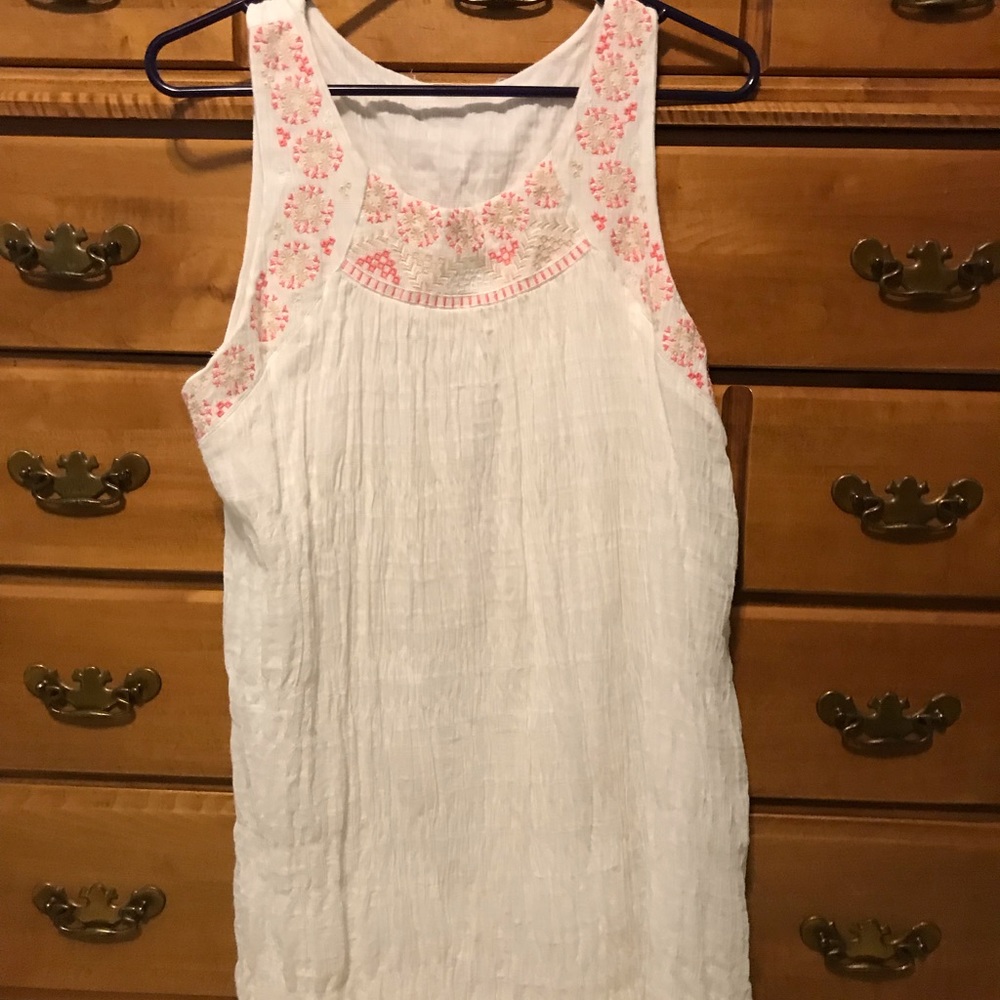Boho vintage dress with embroider around the neck